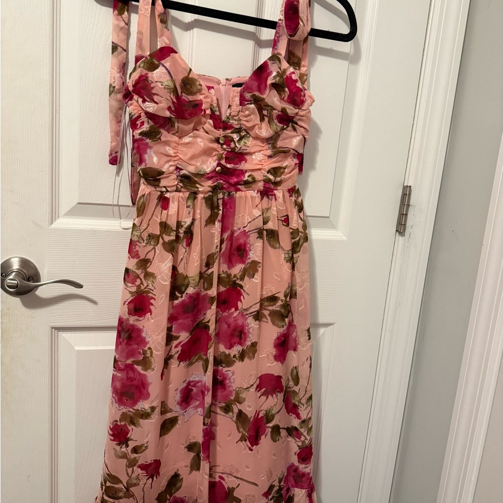 LuLu’s Floral Pink Sleeveless Dress